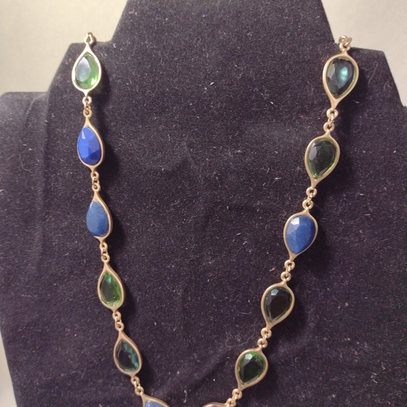 Carolee New York Blue Lápiz Jade SEMI-PRECIOUS Stones NECKLACE and BRACELET Set - Picture 5 of 9